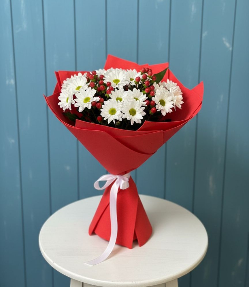 Букет цветов из: Хризантемы в Вершину Тёи