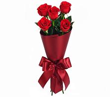Букет 5 Красных роз Эдлесс Лав в Вершину Тёи