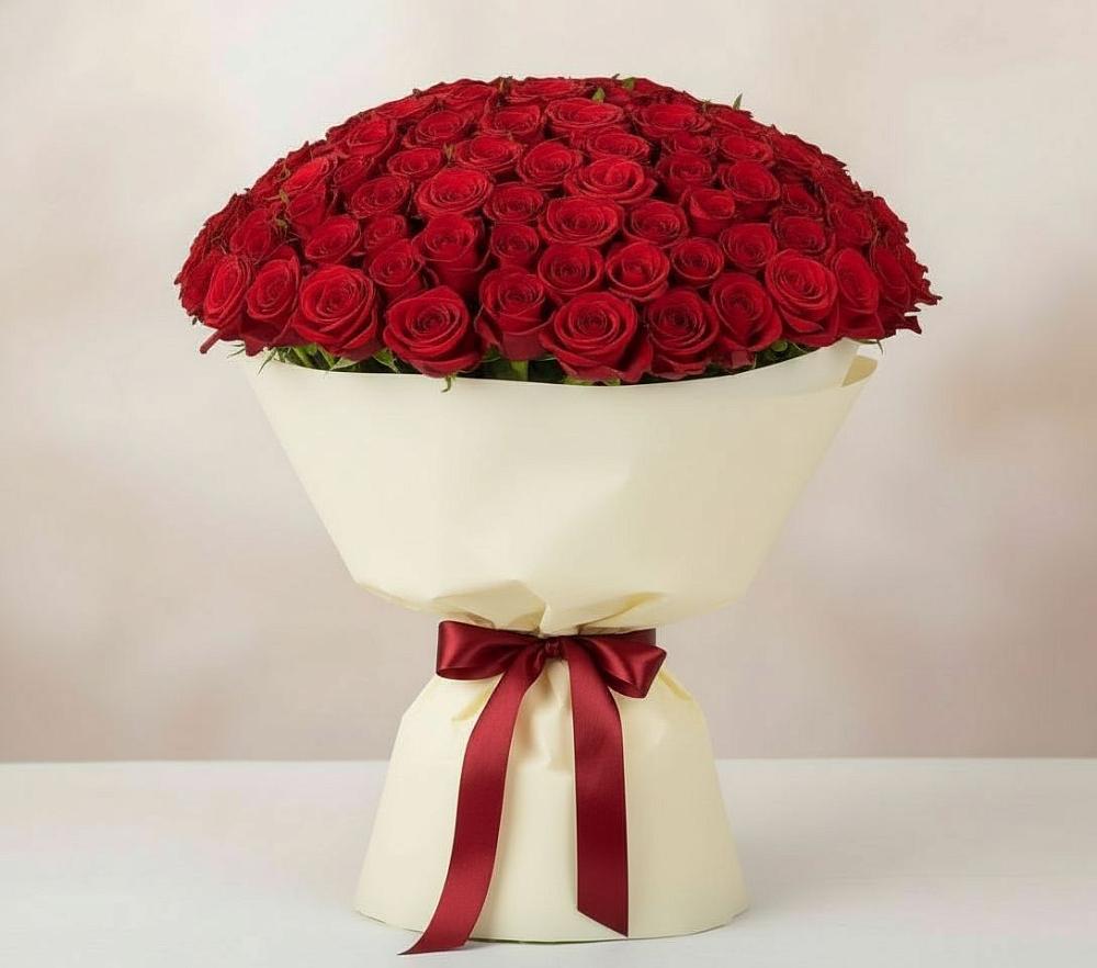 Букет 101 Красная роза Милано в Вершину Тёи