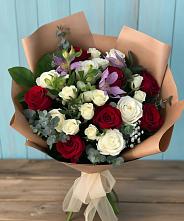Букет цветов из:  Розы и Альстромерии в Вершину Тёи