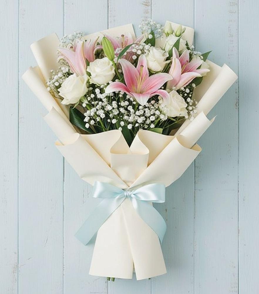 Букет цветов из: Лилии в Вершину Тёи