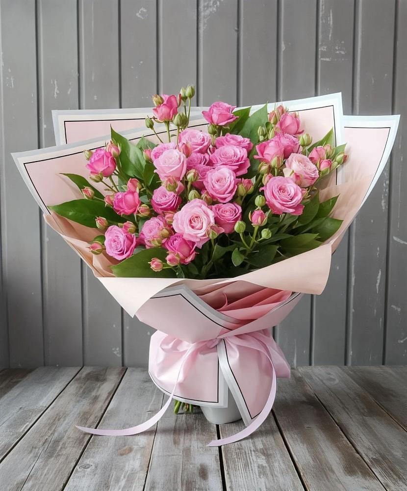 Букет Розовый кустик в Вершину Тёи