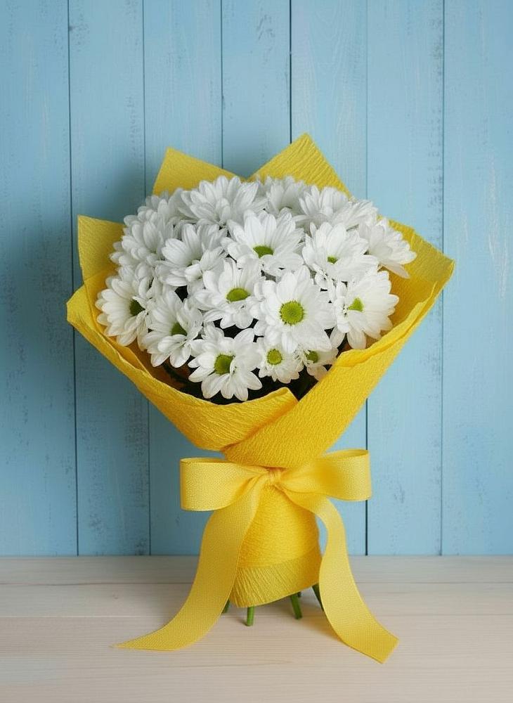 Букет цветов из: Хризантемы в Вершину Тёи