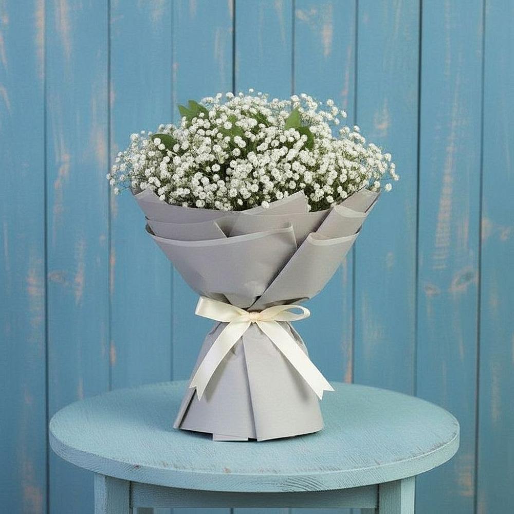 Букет цветов из: Гипсофила в Вершину Тёи