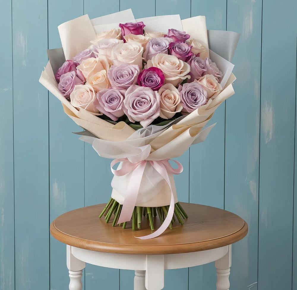 Букет цветов из: Розы в Вершину Тёи