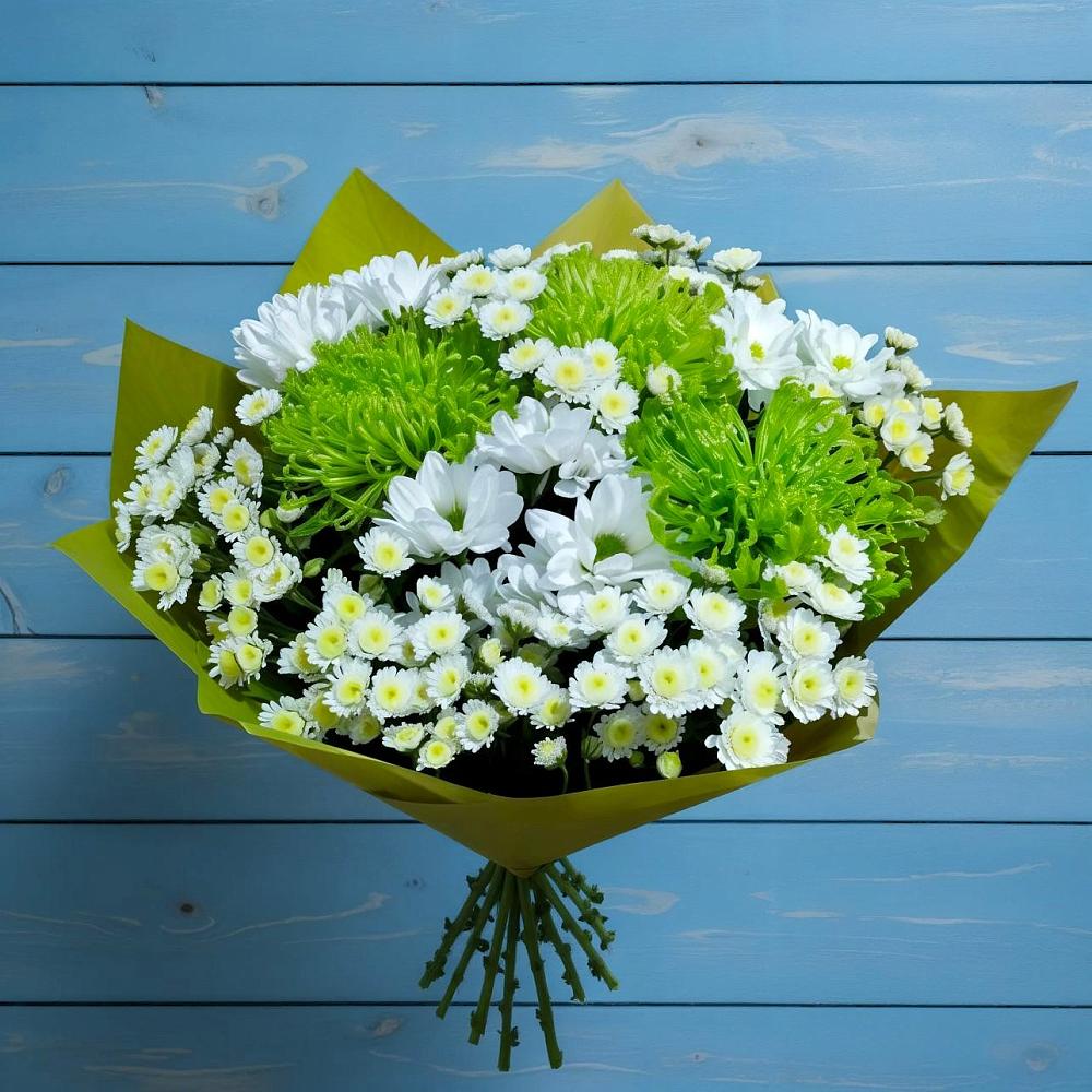 Букет цветов из: Хризантемы в Вершину Тёи