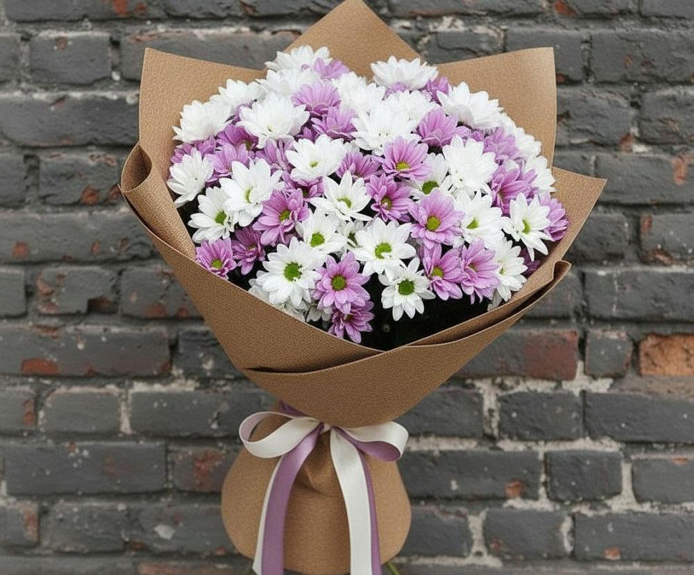 Букет цветов из: Хризантемы в Вершину Тёи