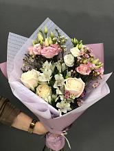 Букет цветов из:  Альстромерии, Розы и Лизиантусы #REPLACE_PRED# Вершину Тёи