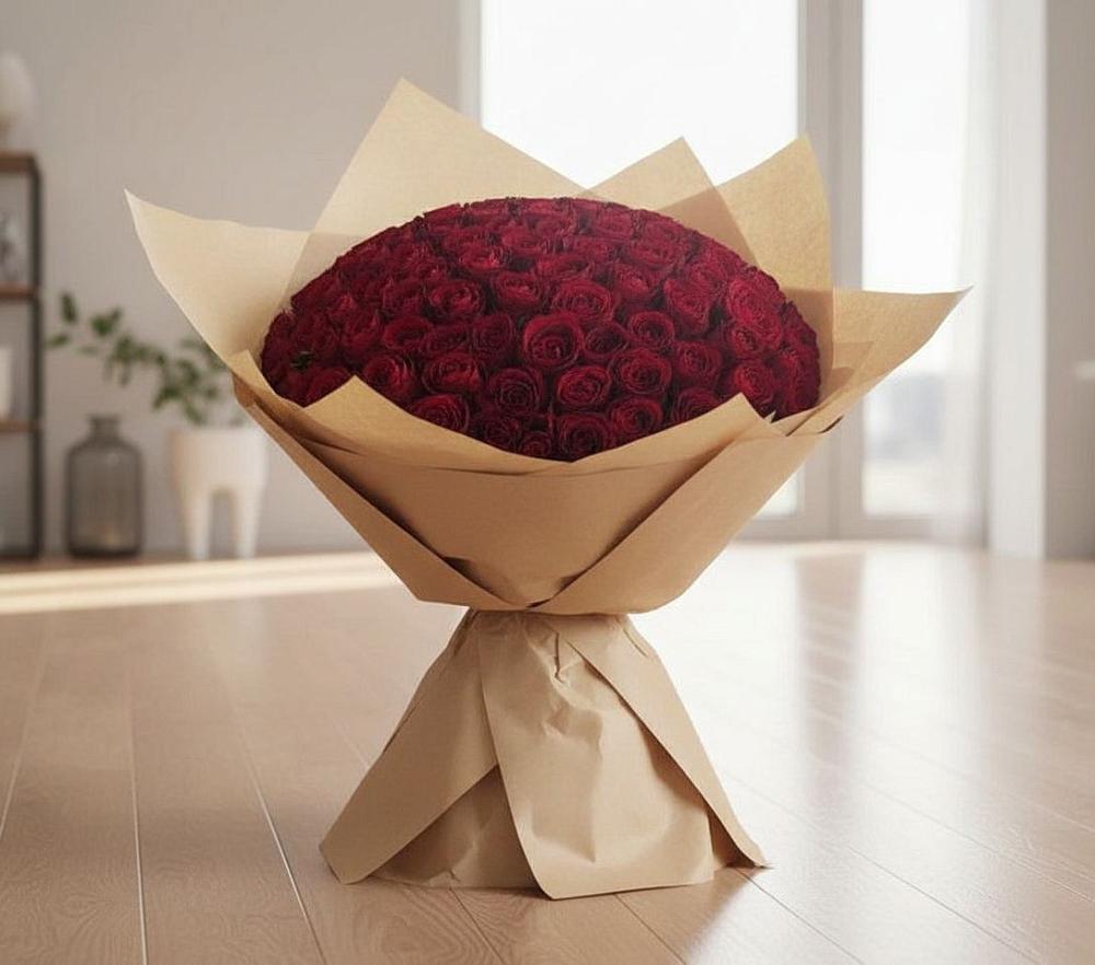 Букет 101 Красная роза в Вершину Тёи