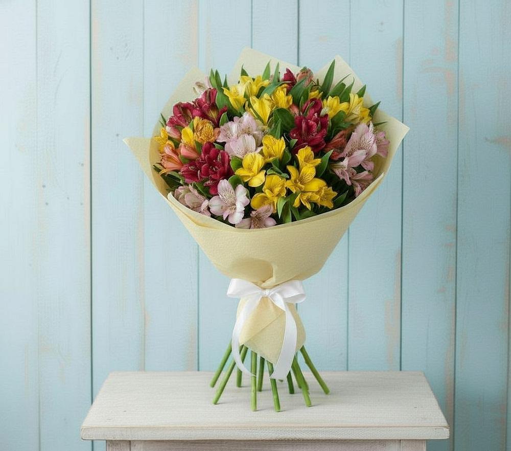 Букет цветов из: Альстромерии в Вершину Тёи